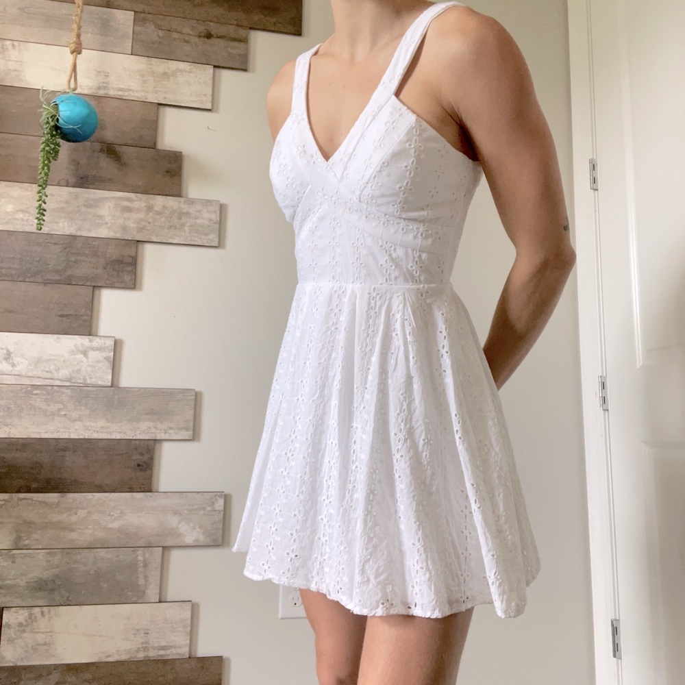White dress used for sorority dress lacy floral
